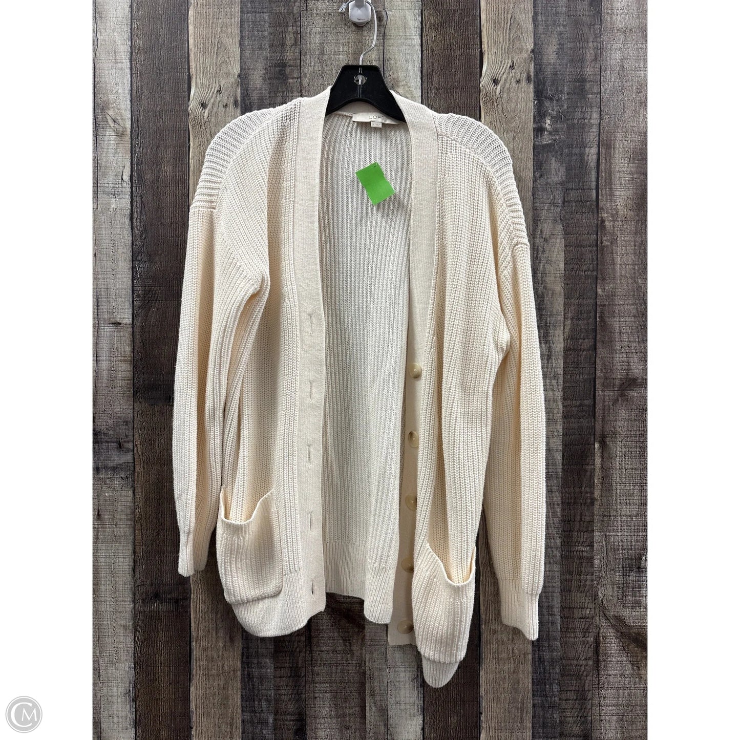 Sweater Cardigan By Loft In Cream, Size: M