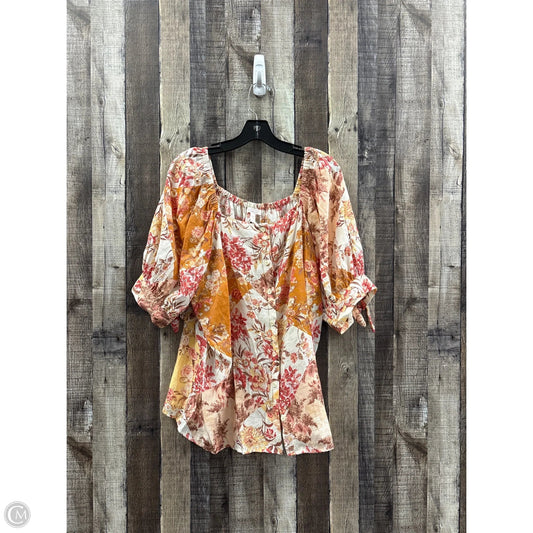 Top Short Sleeve By Lc Lauren Conrad In Floral Print, Size: 1x