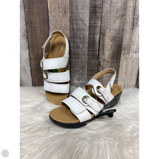 Sandals Heels Wedge By Clarks In White, Size: 7.5
