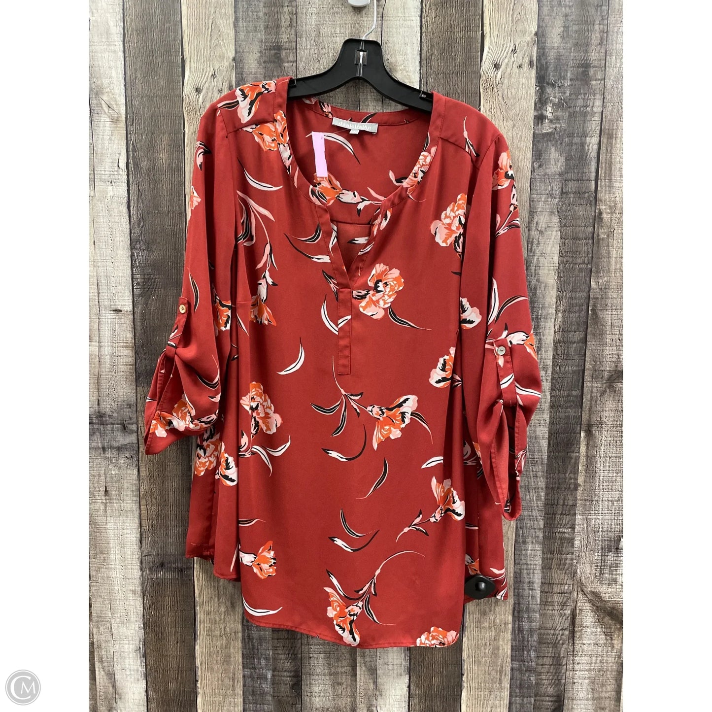 Top 3/4 Sleeve By Daniel Rainn In Red, Size: 1x