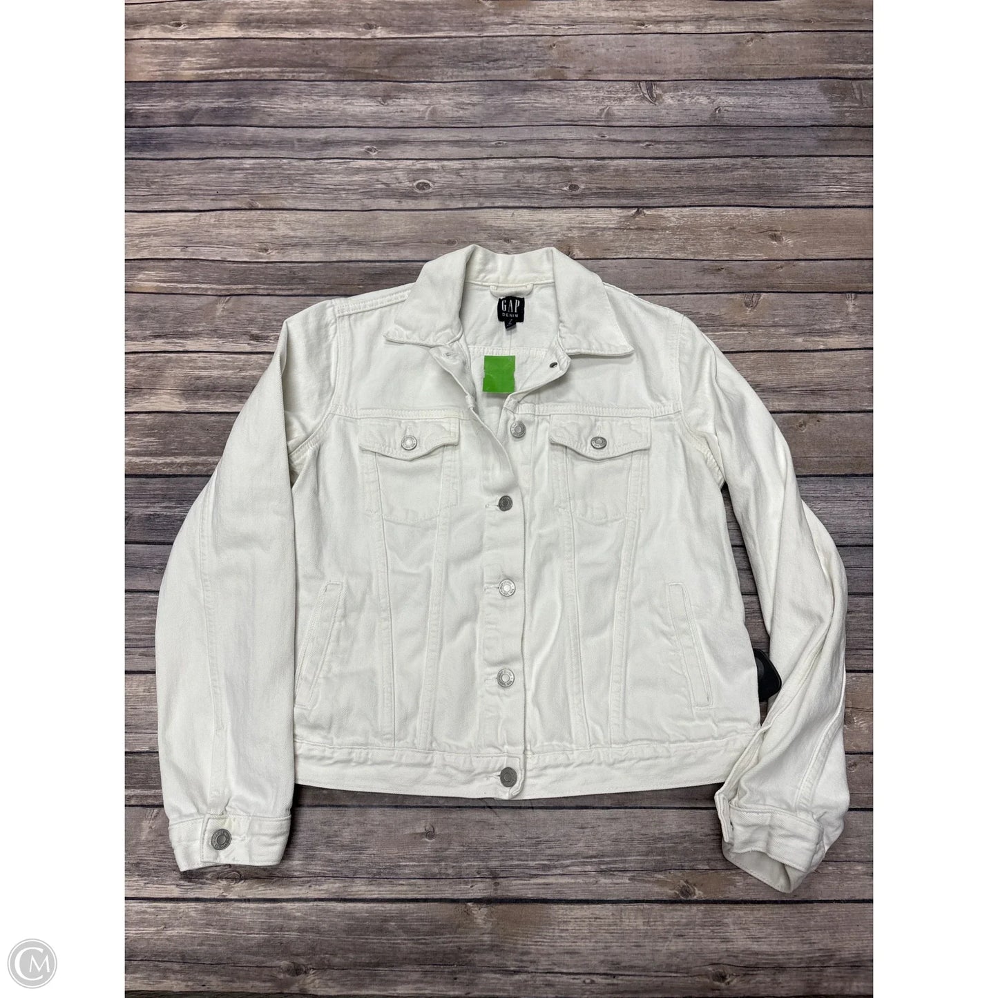 Jacket Denim By Gap In White Denim, Size: M