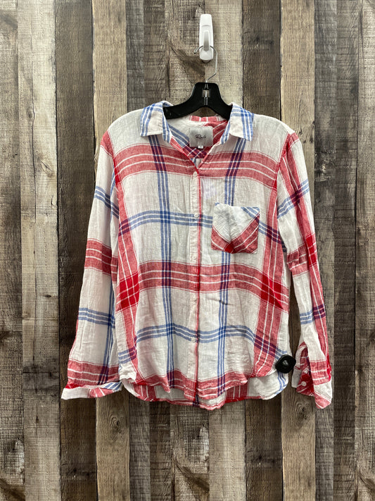 Plaid Pattern Top Long Sleeve Rails, Size Xs