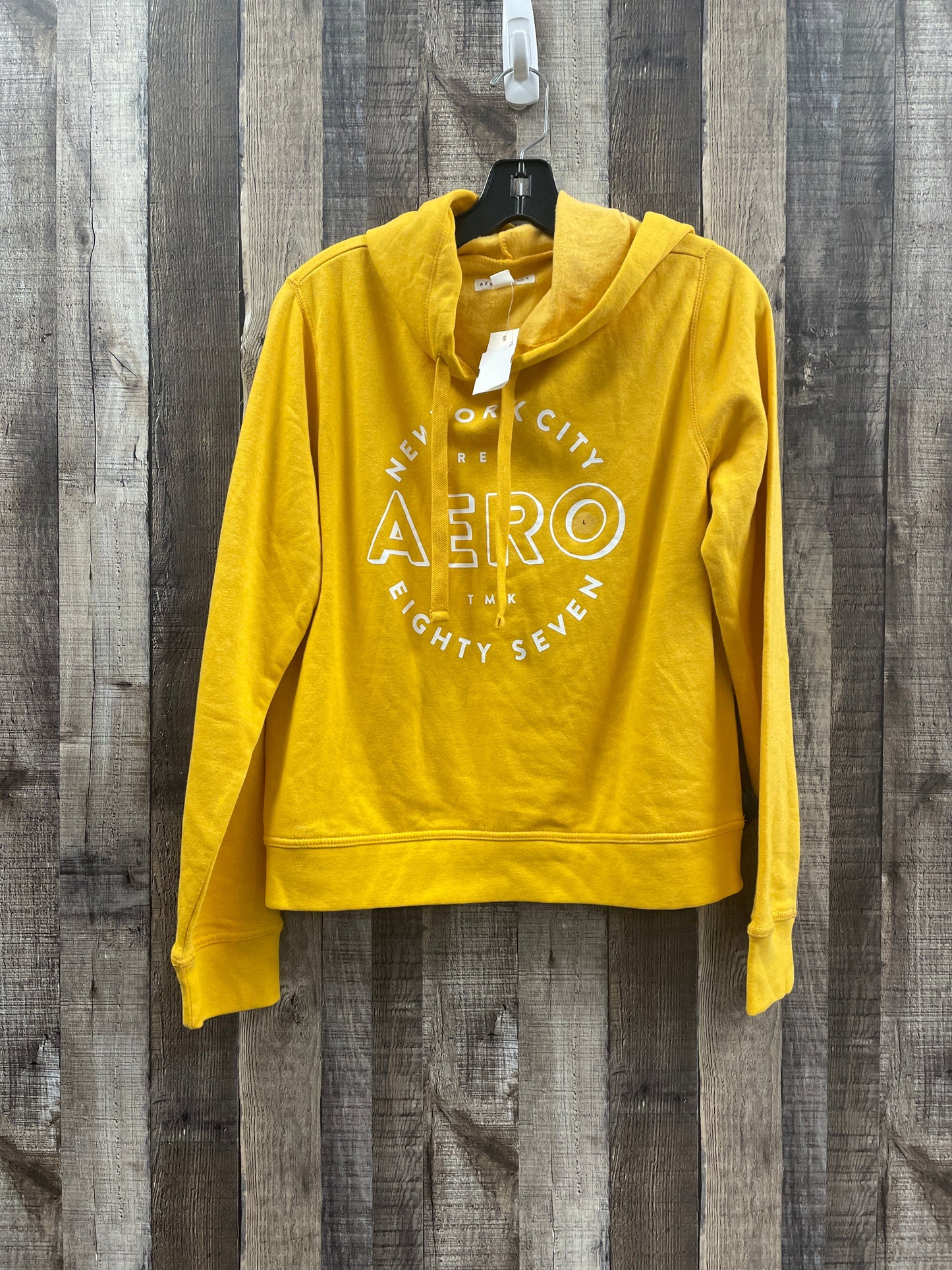 Sweatshirt Hoodie By Aeropostale In Yellow, Size: L