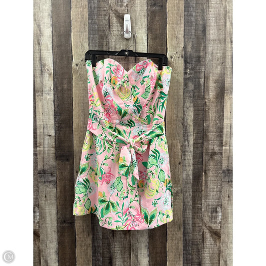 Romper Designer By Lilly Pulitzer In Green & Pink, Size: M
