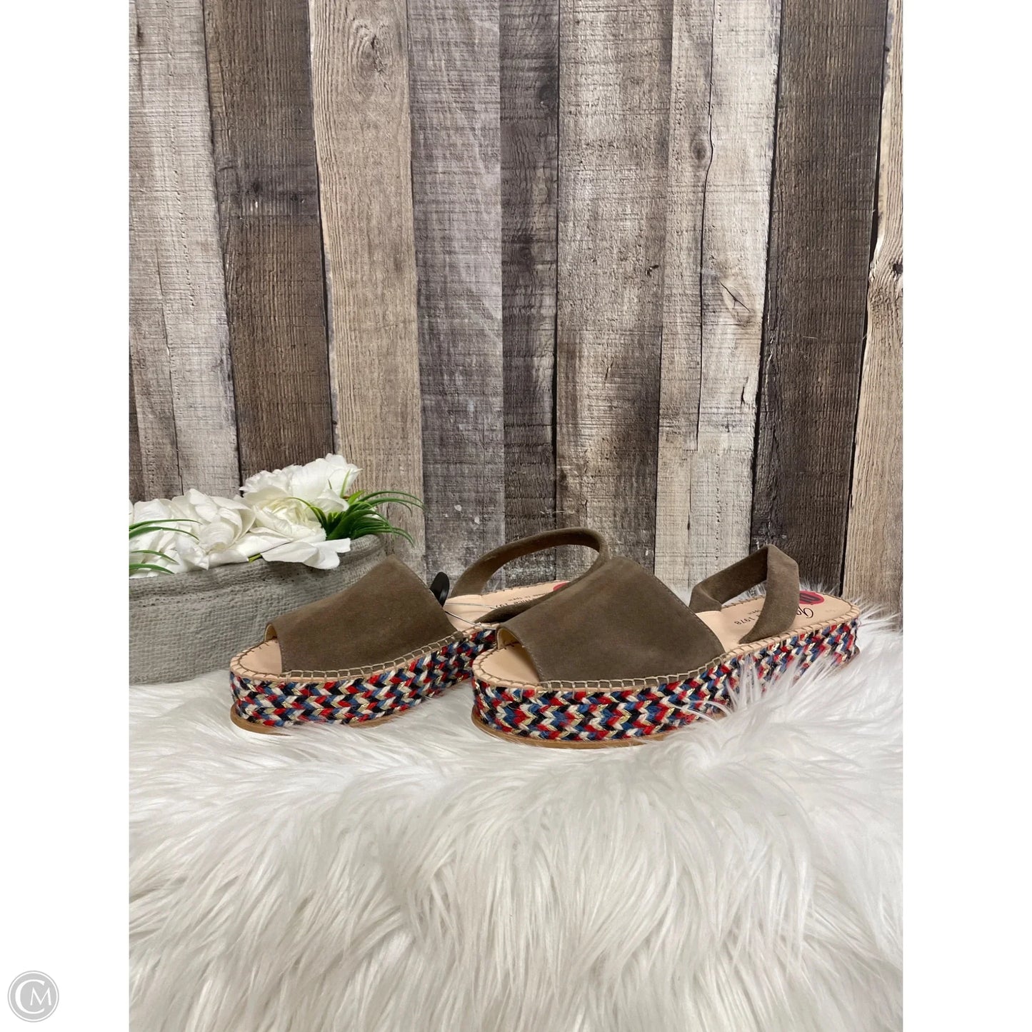 Sandals Heels Wedge By Cme In Tan, Size: 10