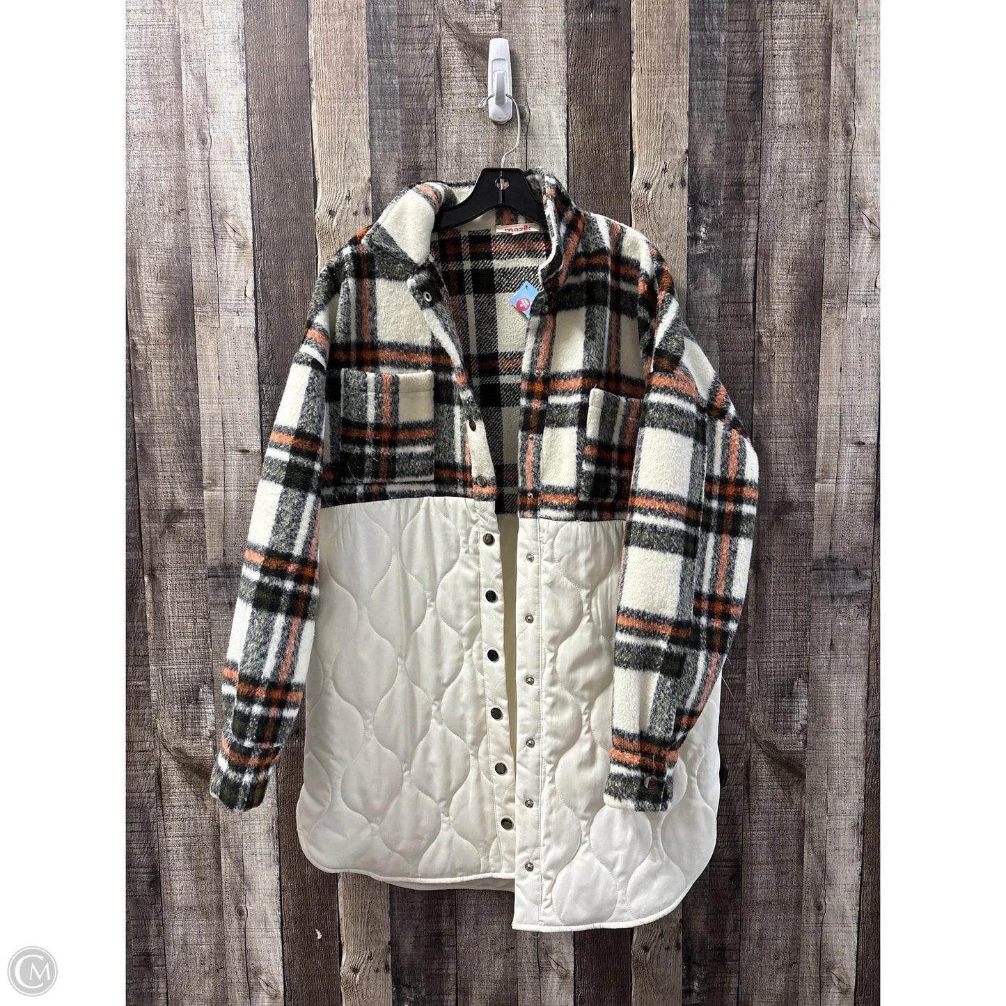 Coat Puffer & Quilted By Mazik In Plaid Pattern, Size: L