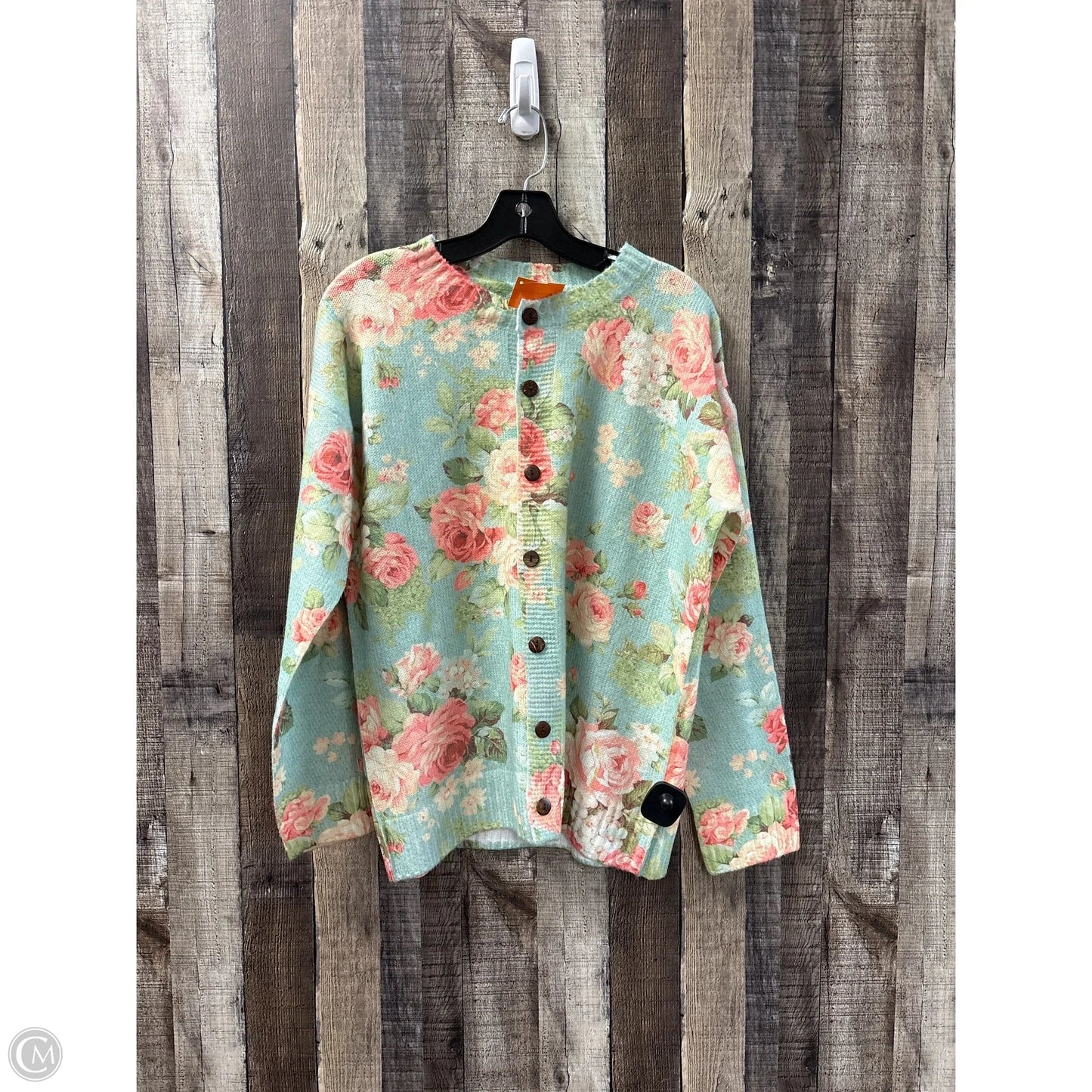 Sweater Cardigan By Cmf In Floral Print, Size: L