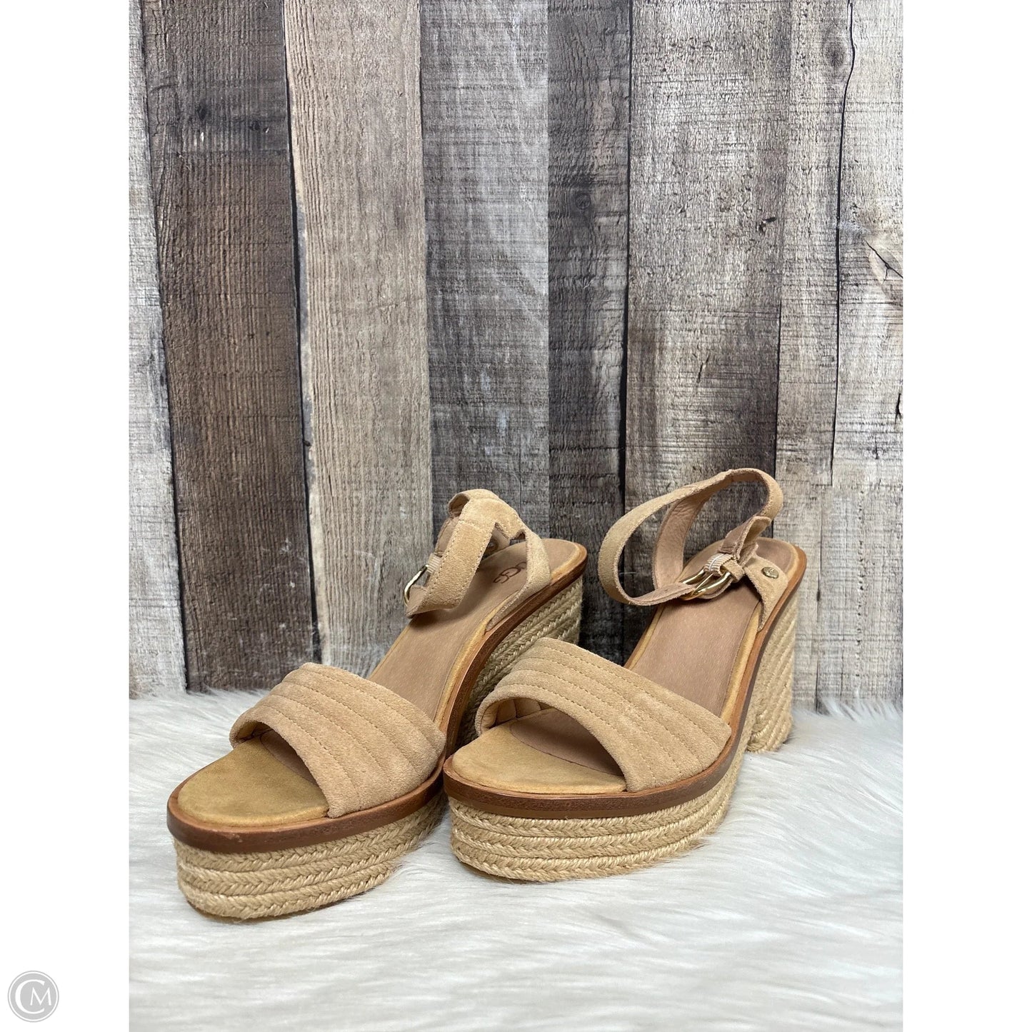 Sandals Designer By Ugg In Tan, Size: 9