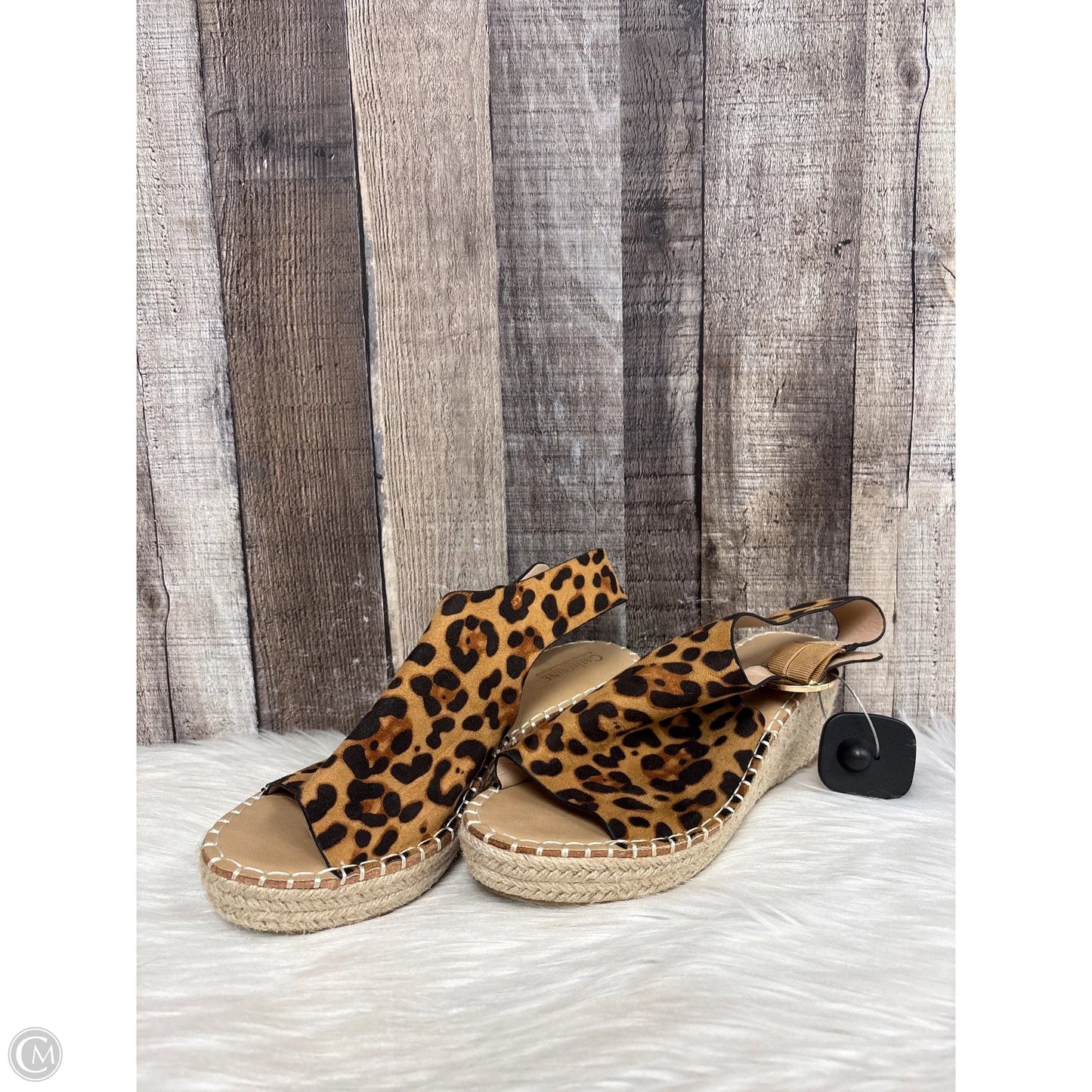 Sandals Heels Wedge By Catherine Malandrino In Animal Print, Size: 8.5