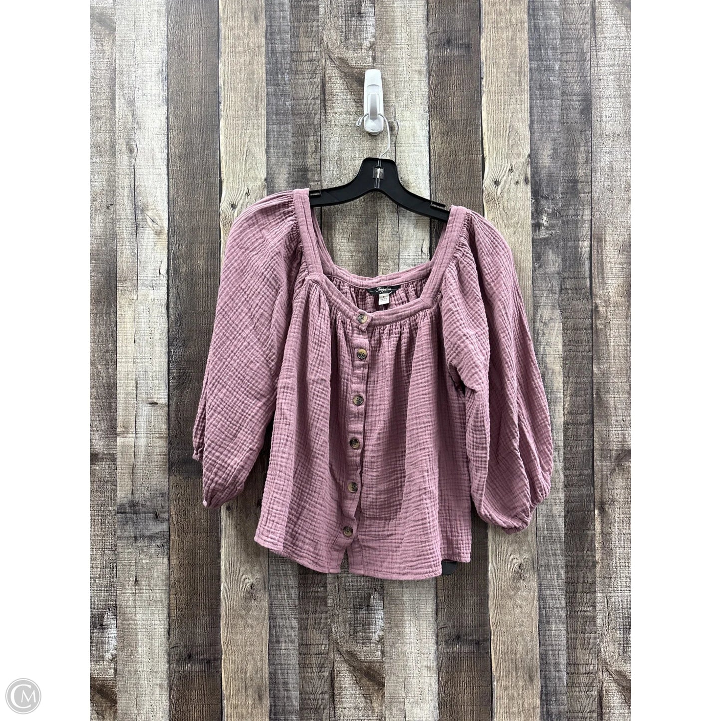 Top 3/4 Sleeve By Supplies In Purple, Size: M