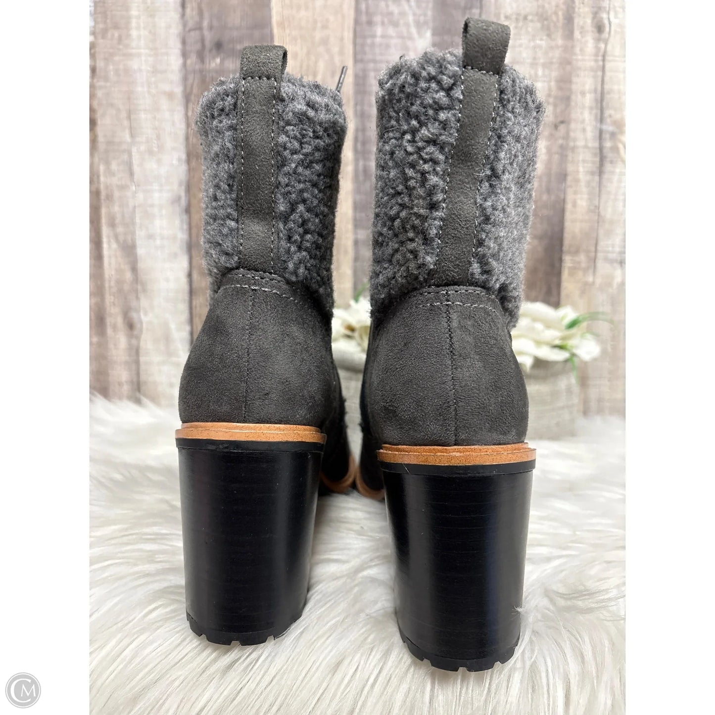 Boots Ankle Heels By Nine West In Grey, Size: 8