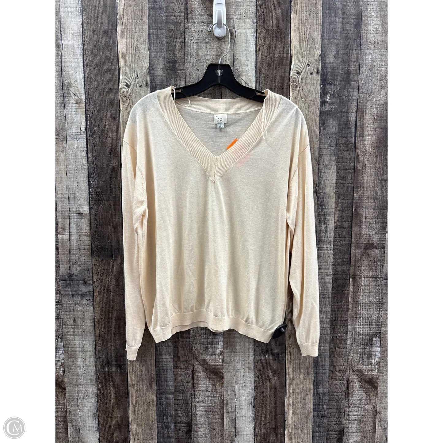 Top Long Sleeve Basic By A New Day In Cream, Size: S