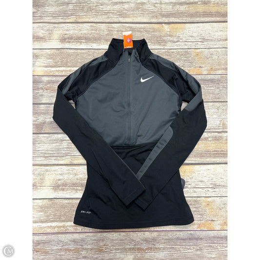 Athletic Top Long Sleeve Collar By Nike In Black, Size: S