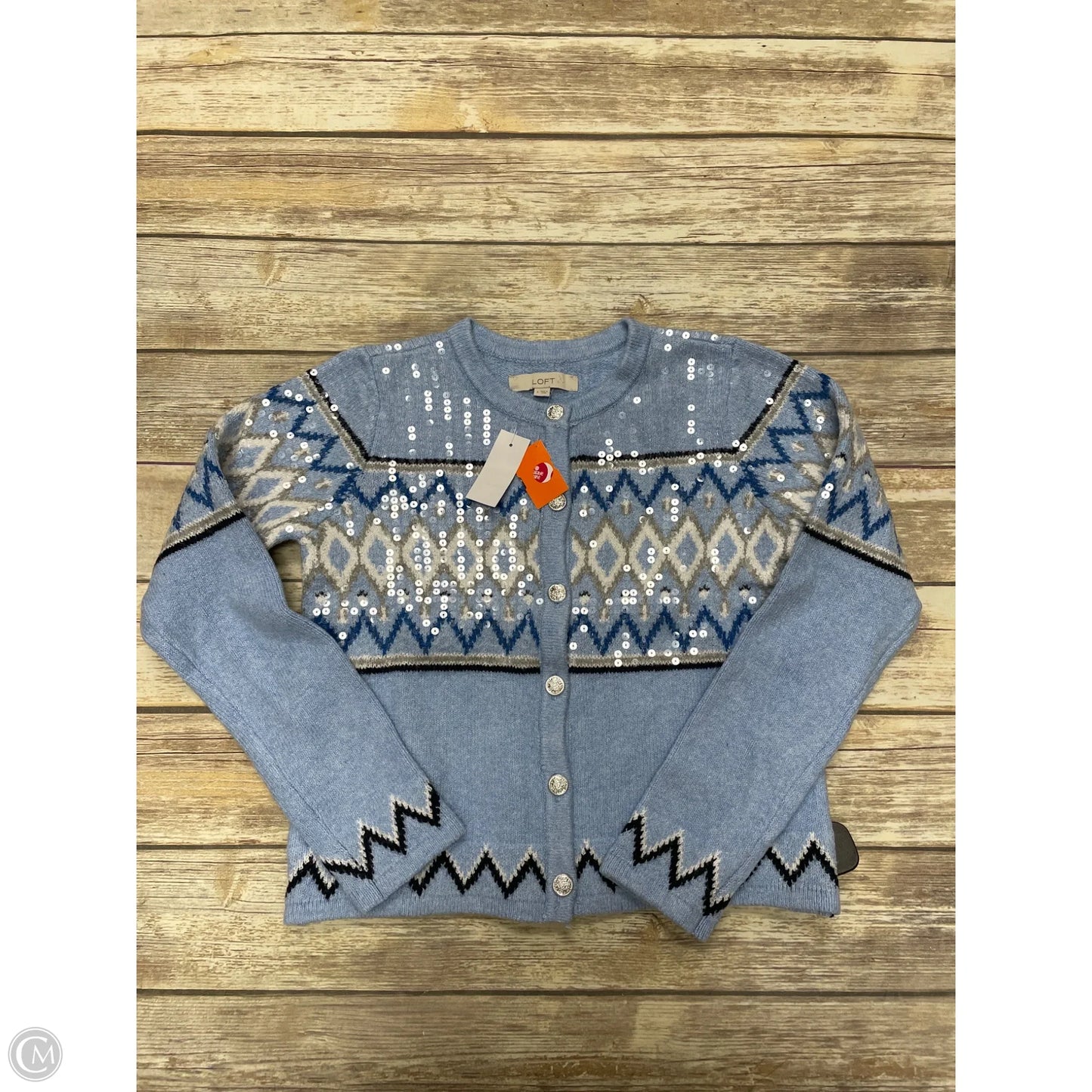 Sweater Cardigan By Loft In Blue, Size: S
