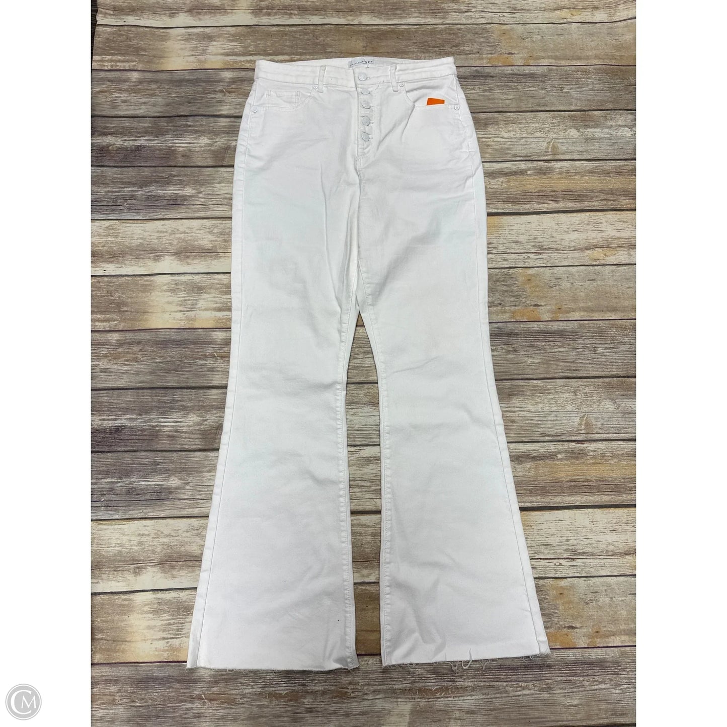 Jeans Flared By Loft In White Denim, Size: 10