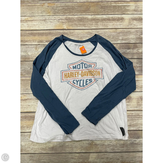 Top Long Sleeve By Harley Davidson In Blue, Size: 2x
