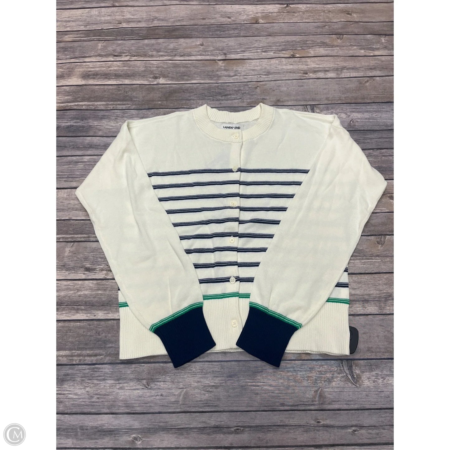 Cardigan By Lands End In Striped Pattern, Size: Xs