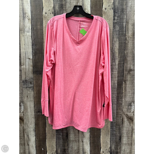 Athletic Top Long Sleeve Crewneck By Tek Gear In Pink, Size: 2x