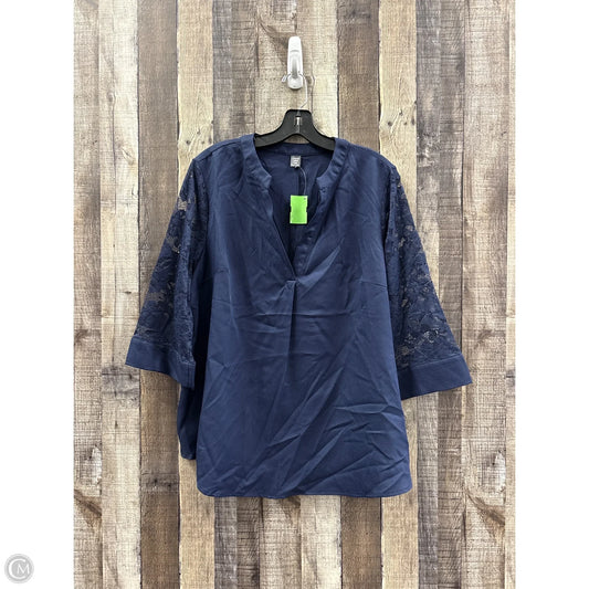 Top Long Sleeve By Shein In Navy, Size: 1x