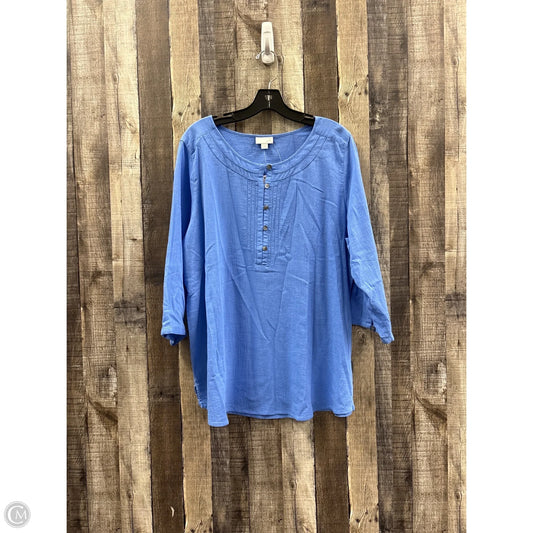 Top 3/4 Sleeve By J. Jill In Blue, Size: Xl