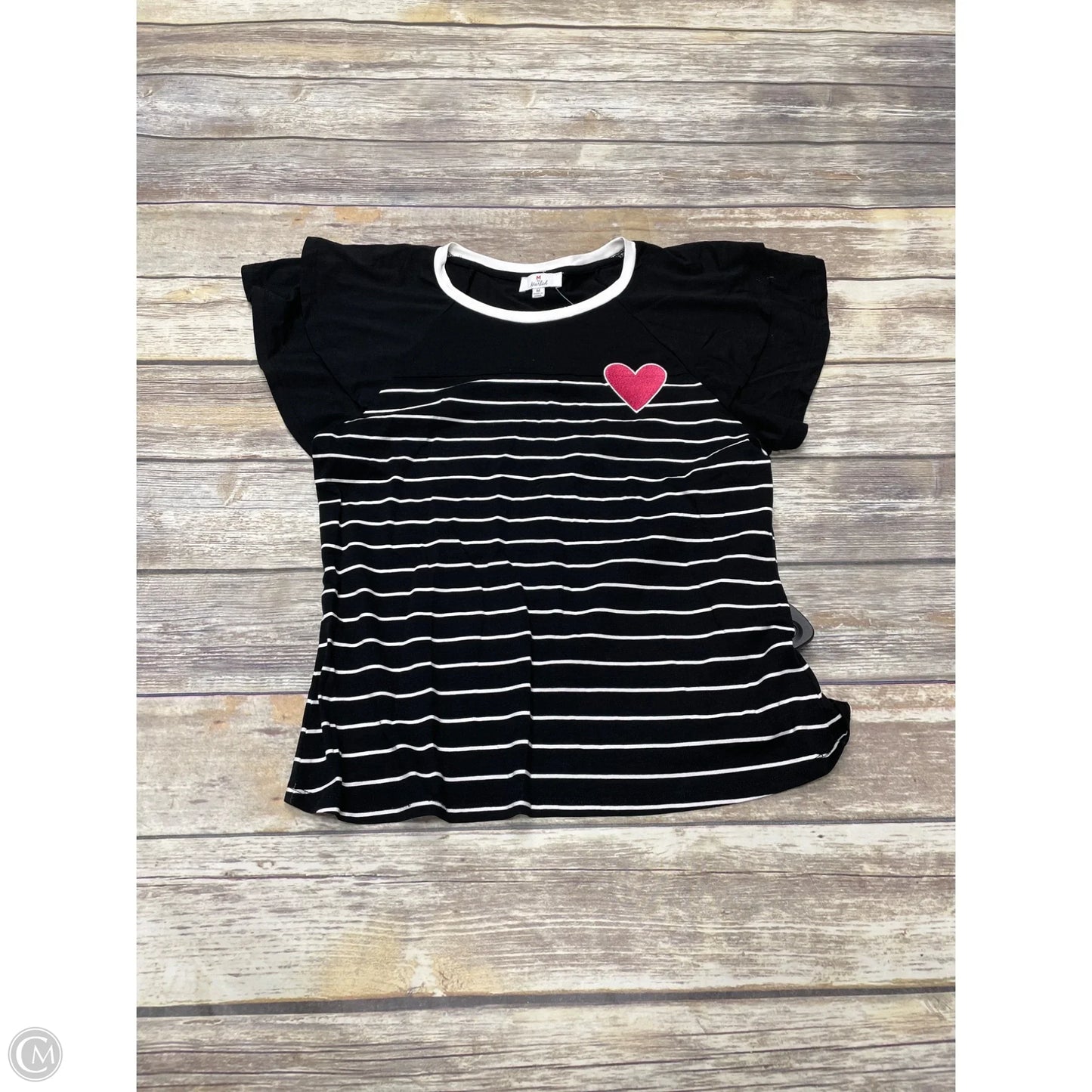 Top Short Sleeve By Marled In Black & White, Size: M