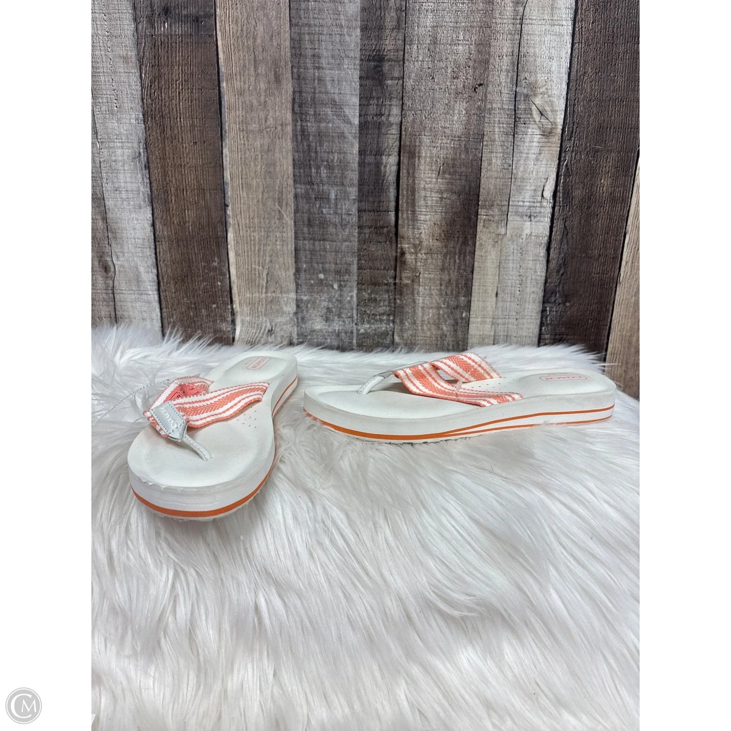 Sandals Designer By Coach In Peach, Size: 7.5
