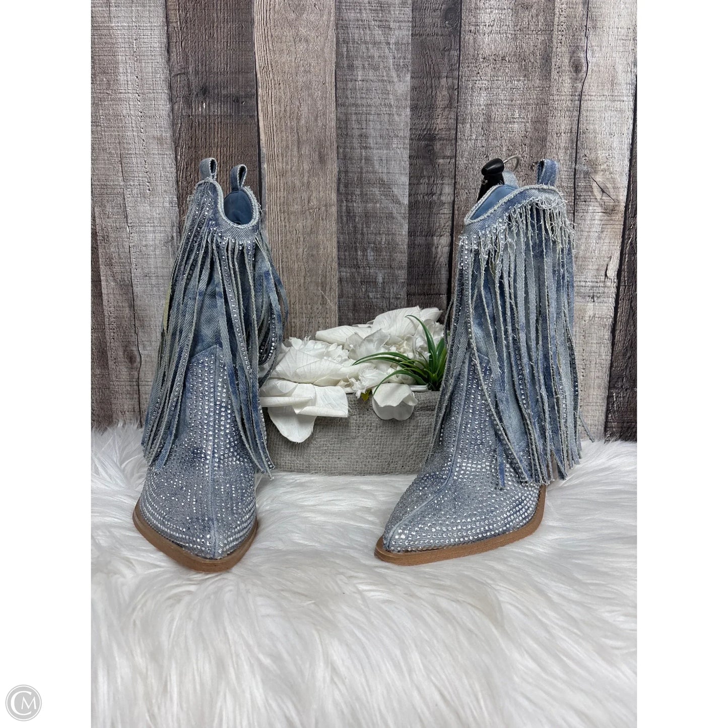 Boots Ankle Heels By Jessica Simpson In Blue Denim, Size: 6.5