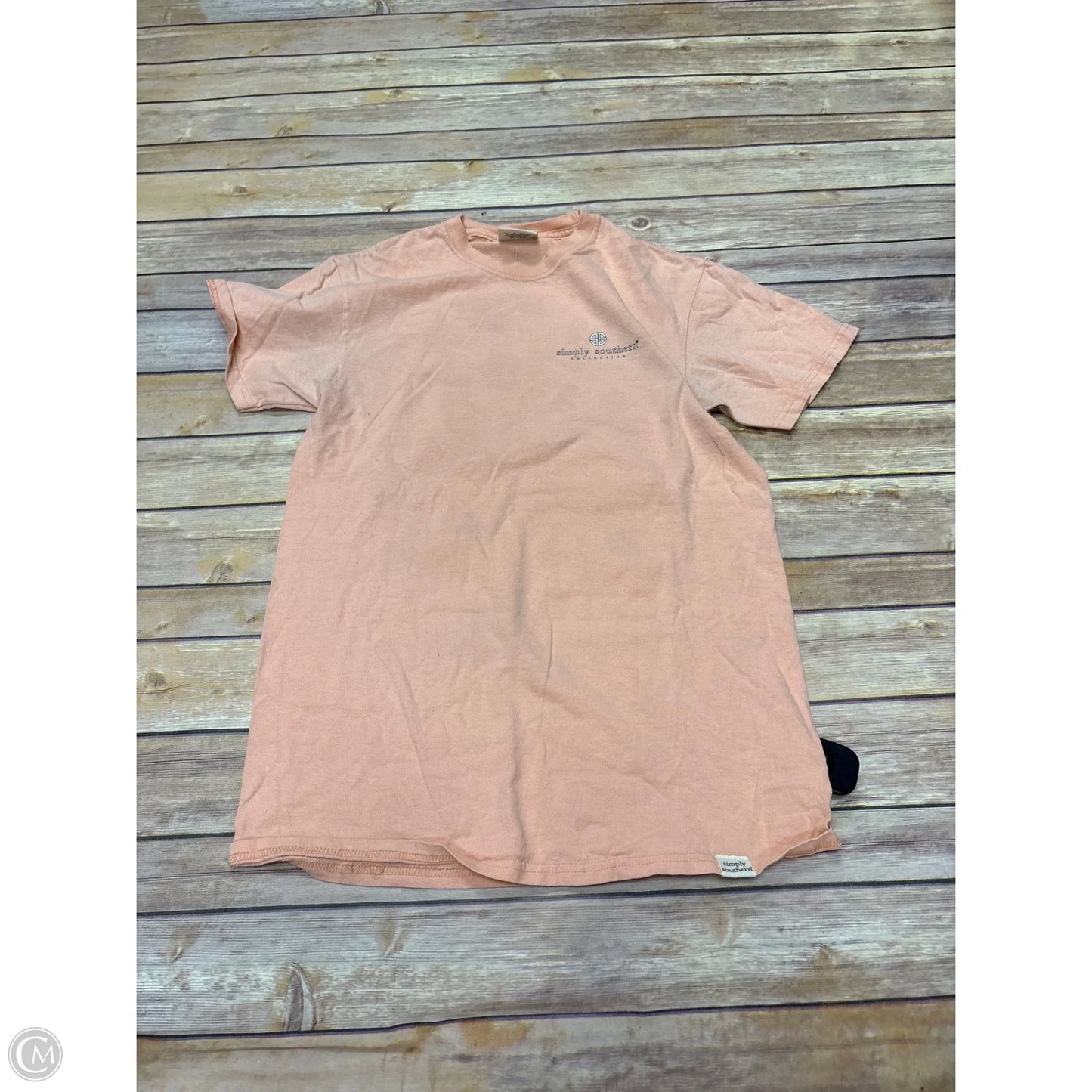 Top Short Sleeve By Simply Southern In Peach, Size: S
