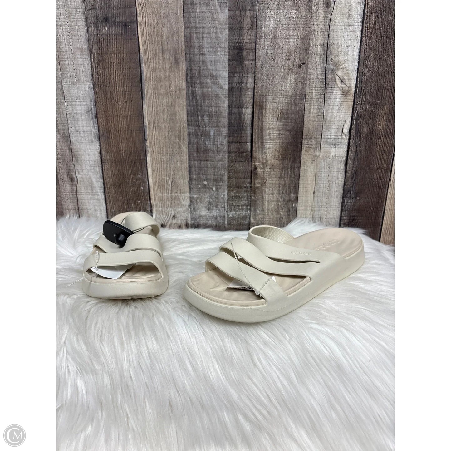 Sandals Flats By Crocs In Ivory, Size: 9