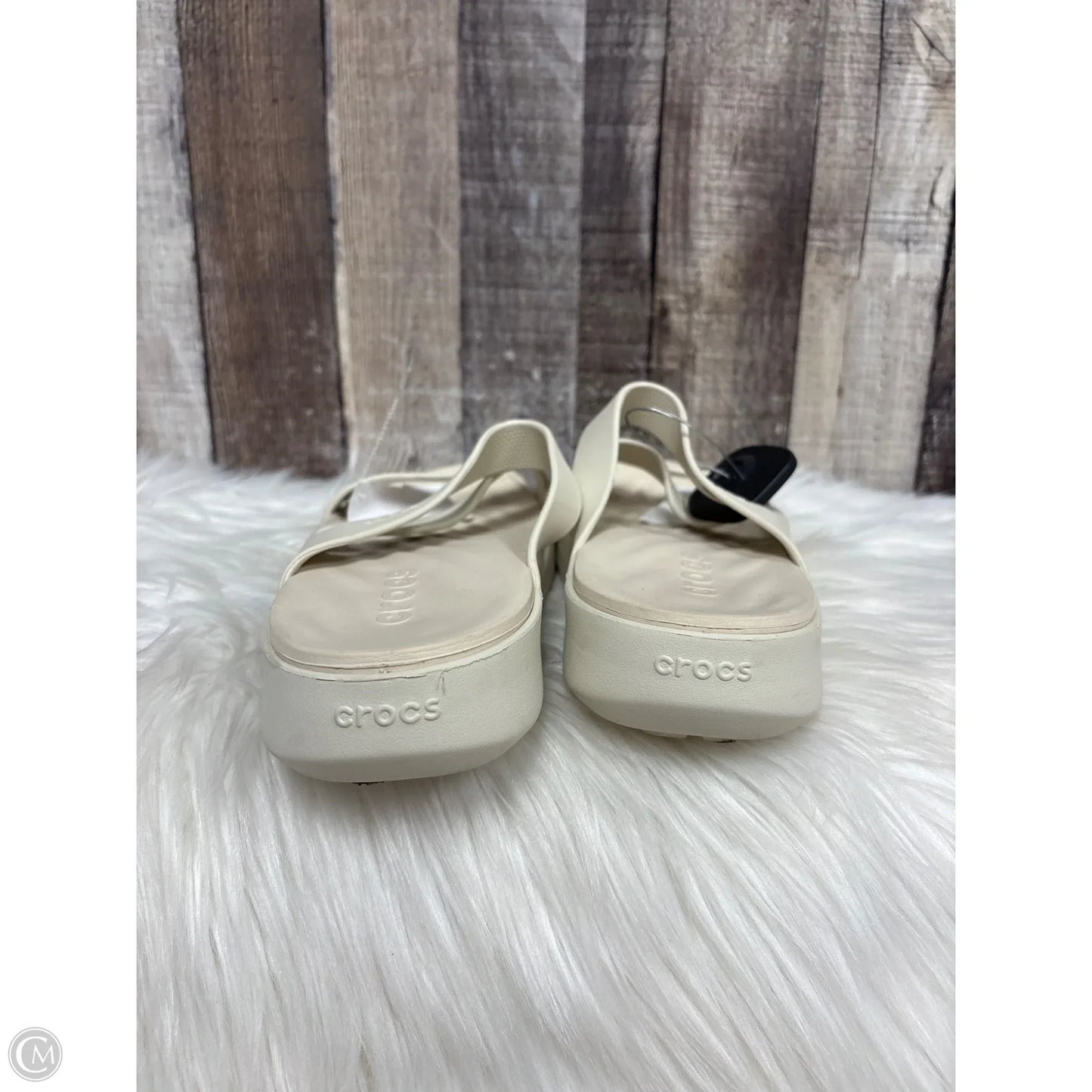 Sandals Flats By Crocs In Ivory, Size: 9