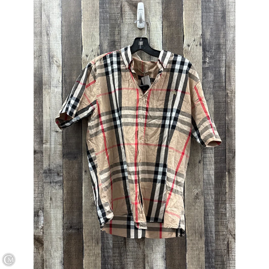Blouse Luxury Designer By Burberry In Plaid Pattern, Size: Xxl
