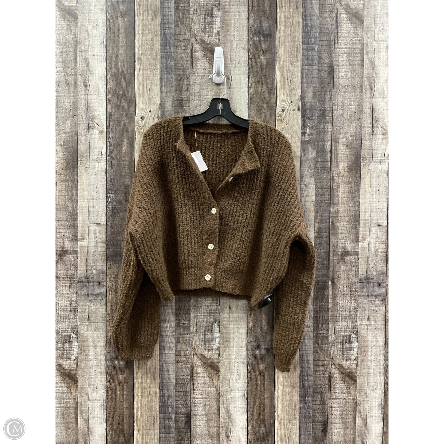 Sweater Cardigan By Cider In Brown, Size: M