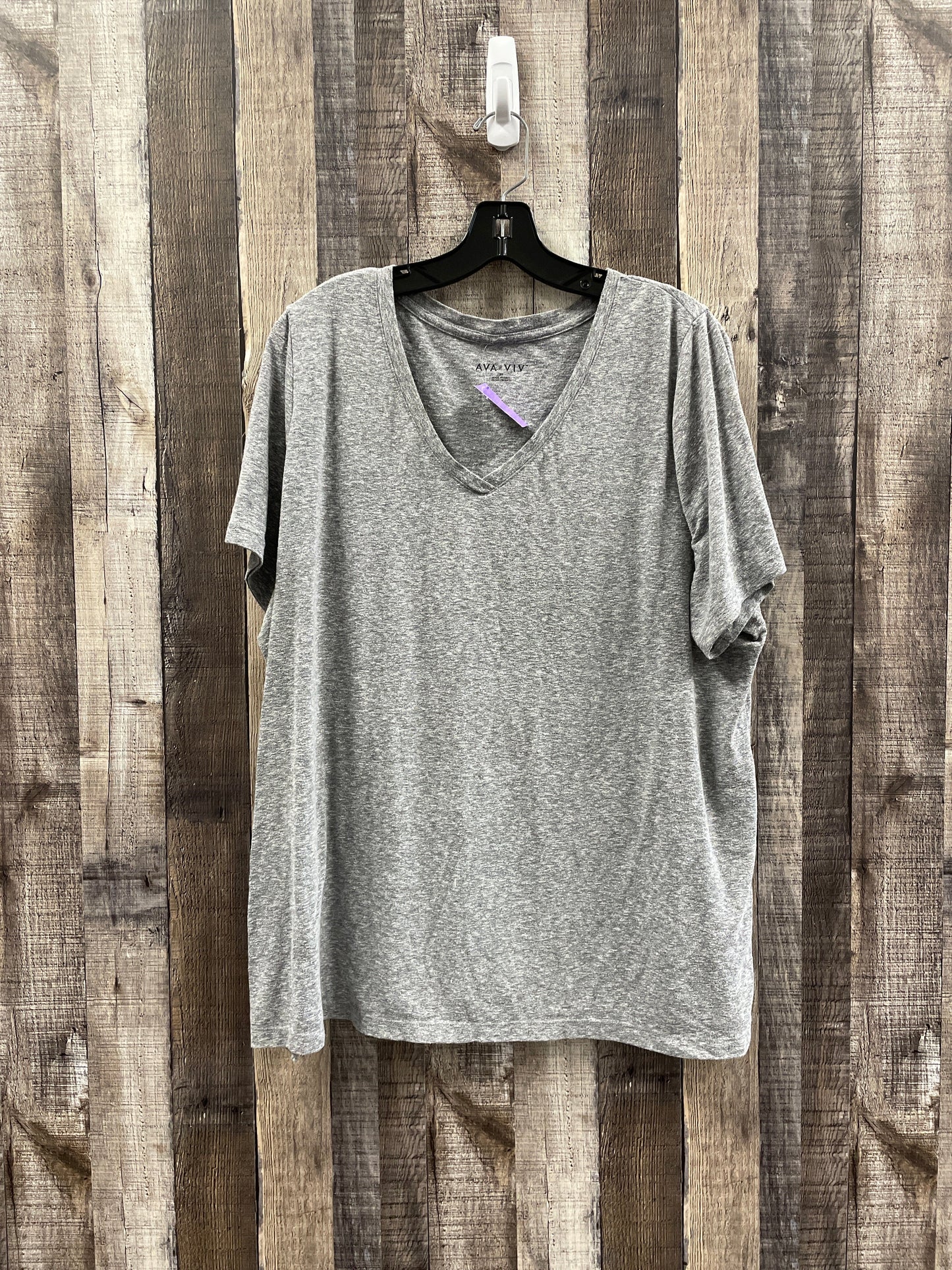 Grey Top Short Sleeve Basic Ava & Viv, Size 2x