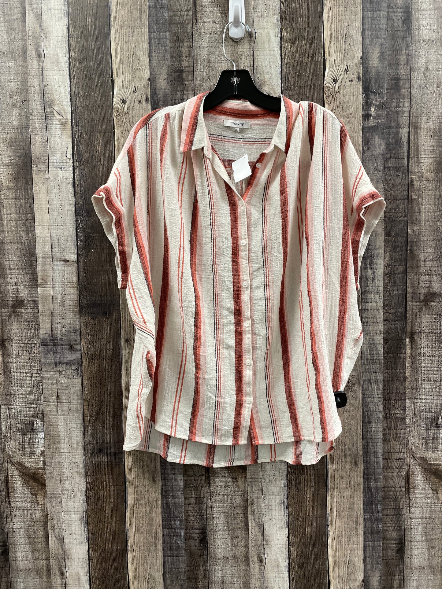 Top Short Sleeve By Madewell In Striped Pattern, Size: L