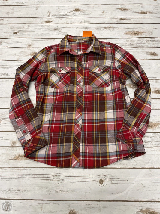 Top Long Sleeve By Duluth Trading In Plaid Pattern, Size: M