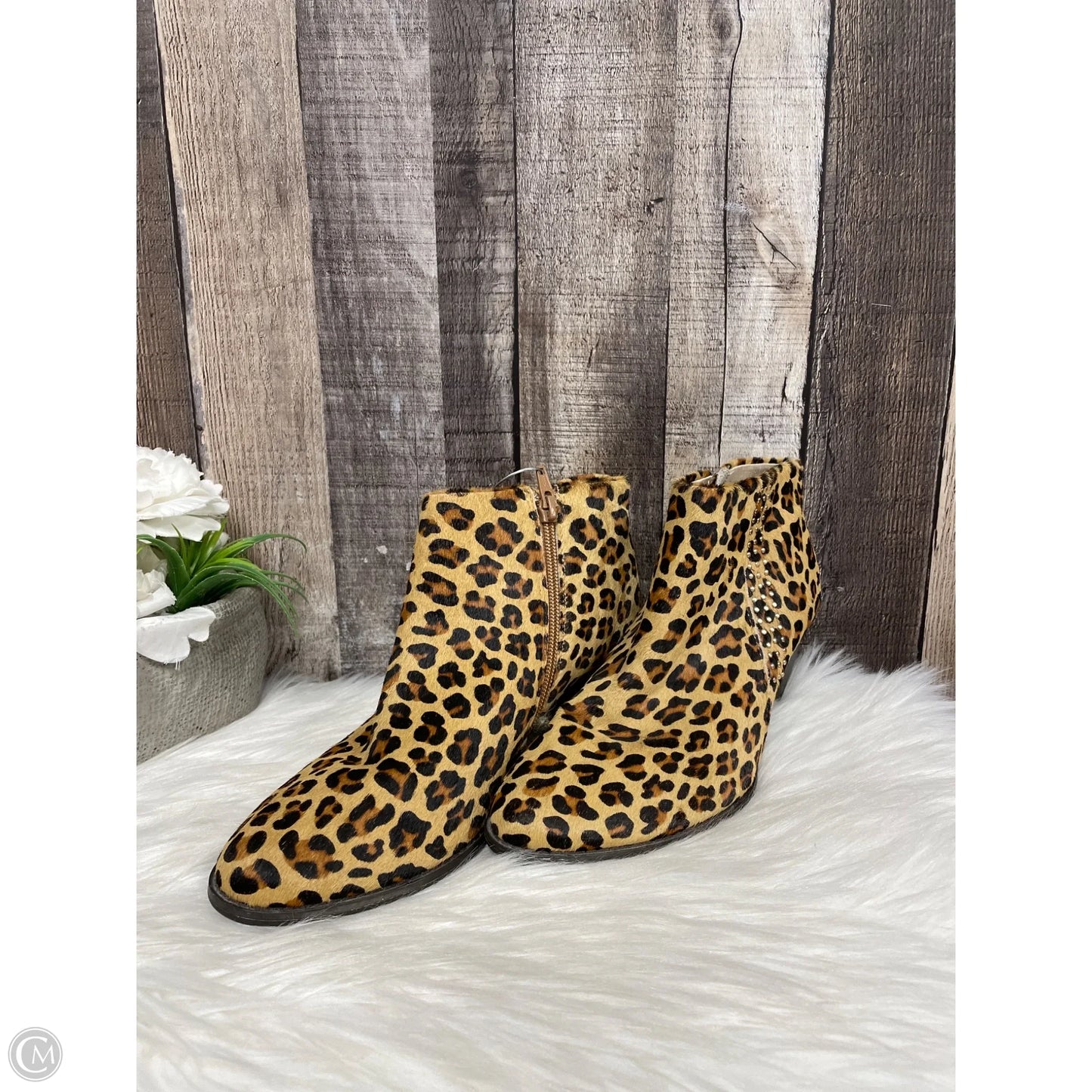Boots Ankle Heels By Vionic In Animal Print, Size: 8