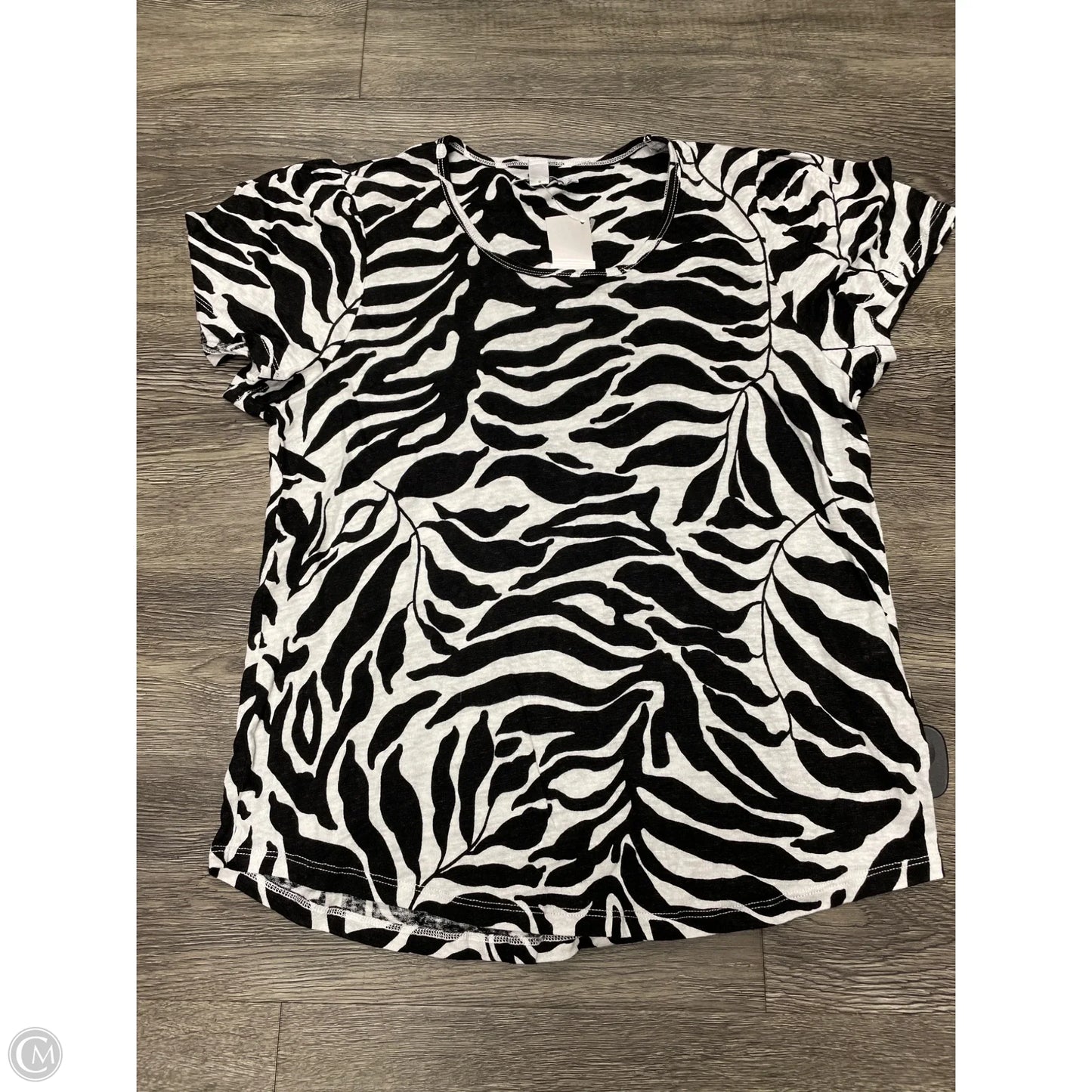 Top Short Sleeve By Chicos In Zebra Print, Size: M
