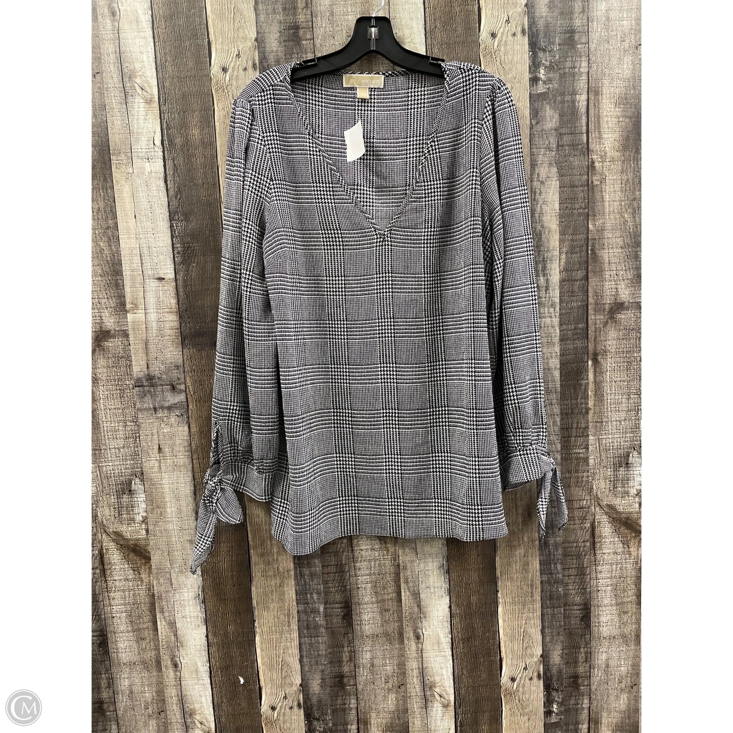 Top Long Sleeve Designer By Michael Kors In Black & White, Size: Xl