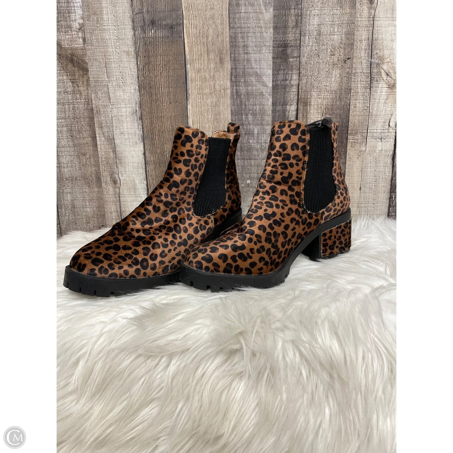 Boots Ankle Heels By Seven 7 In Animal Print, Size: 11