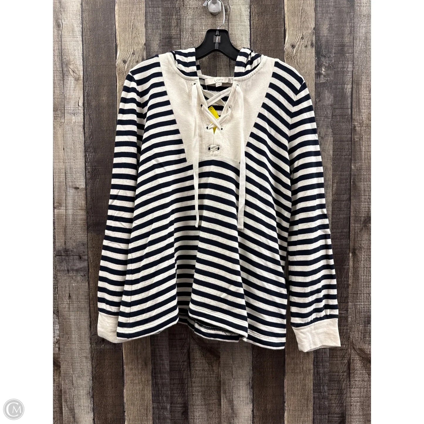 Sweatshirt Hoodie By Loft In Striped Pattern, Size: L
