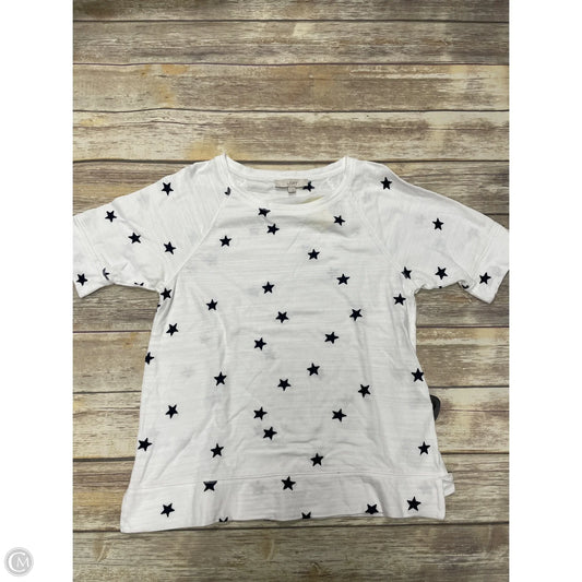 Top Short Sleeve By Loft In Blue & White, Size: L