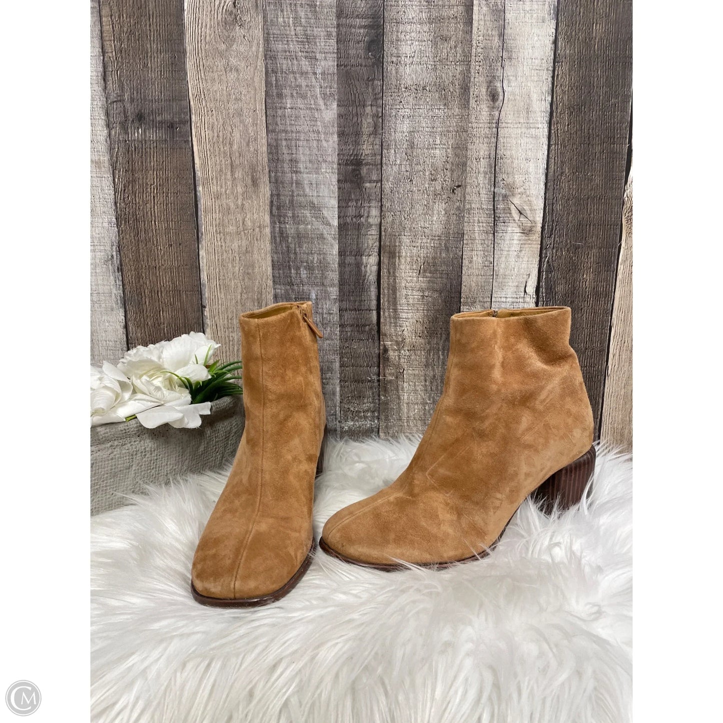 Boots Ankle Heels By Vince In Tan, Size: 6