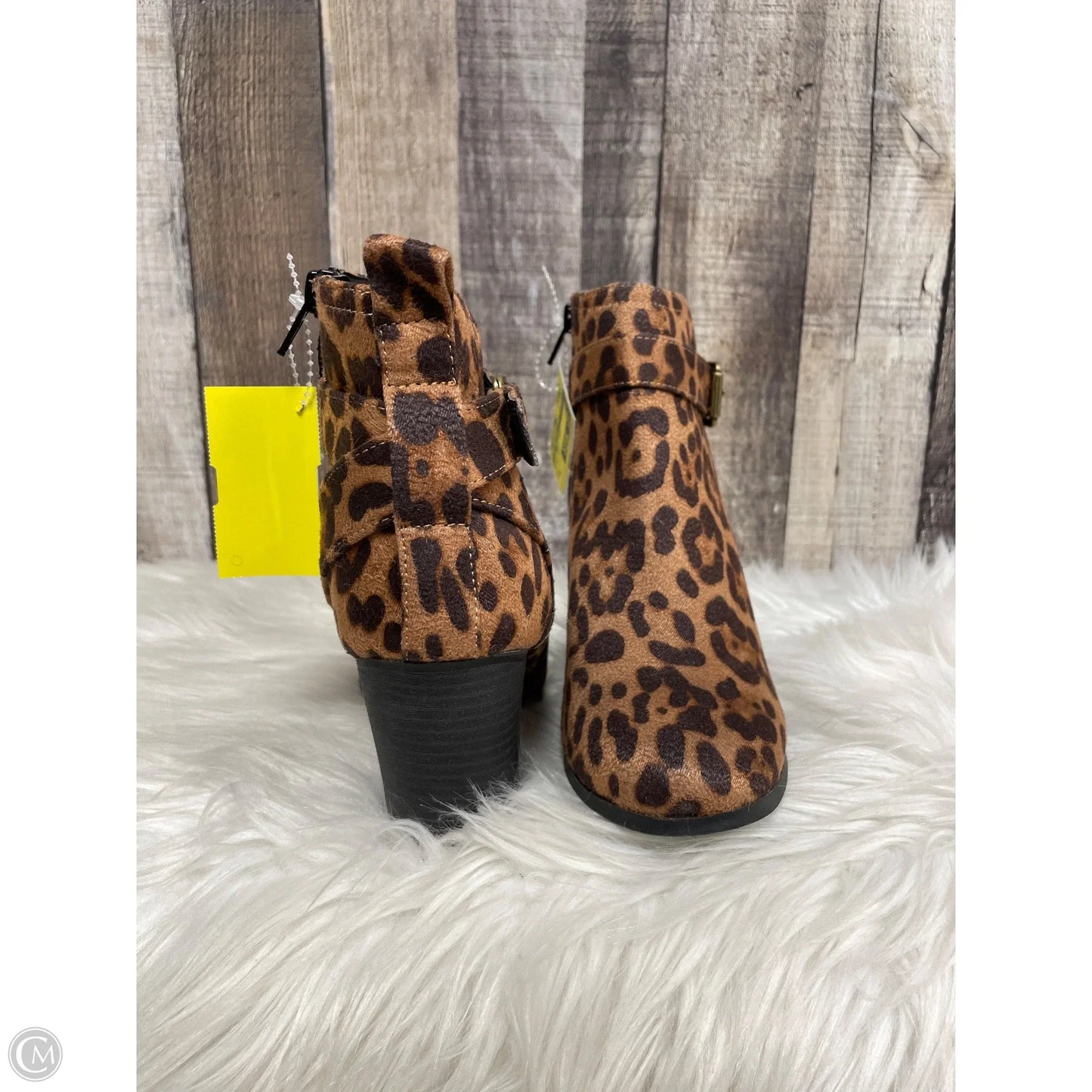 Boots Ankle Heels By Time And Tru In Animal Print, Size: 6