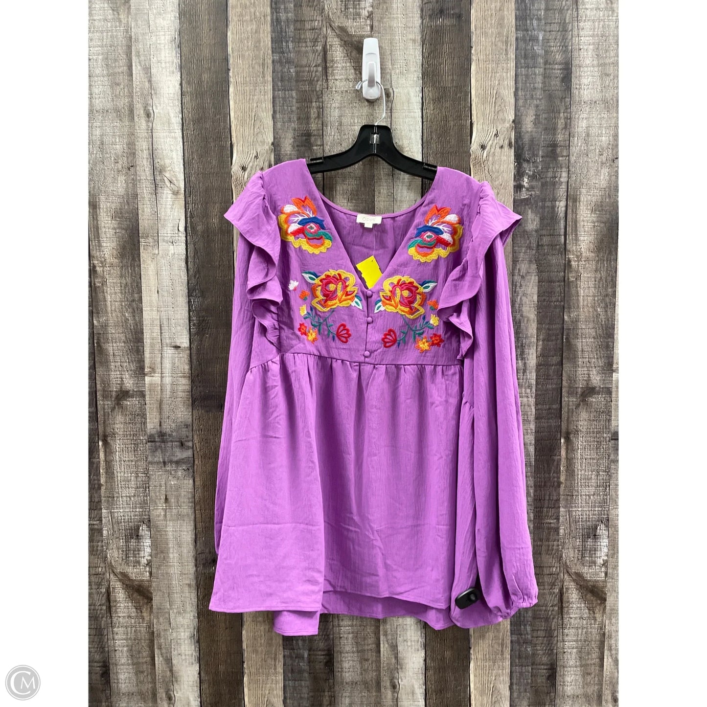 Top Long Sleeve By Cme In Purple, Size: 3x