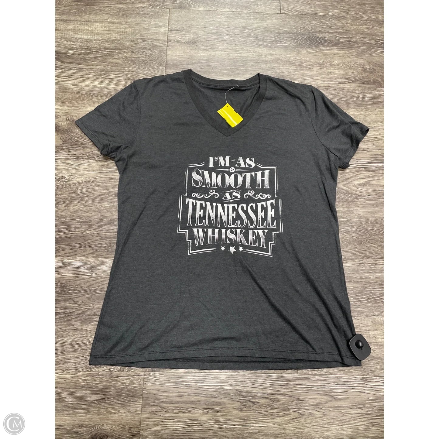 Top Short Sleeve By Cme In Grey, Size: L