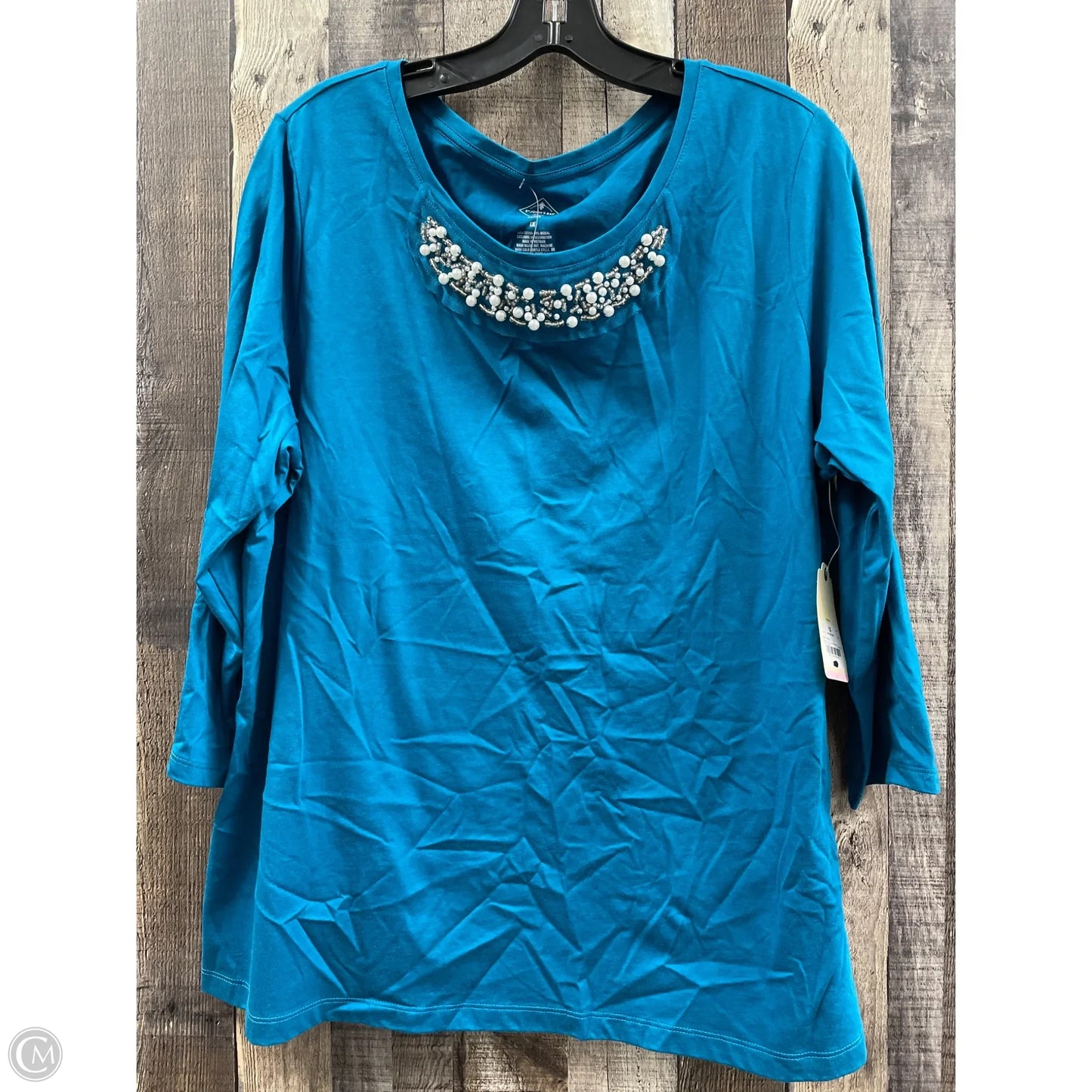 Top 3/4 Sleeve By St Johns Bay In Teal, Size: 1x