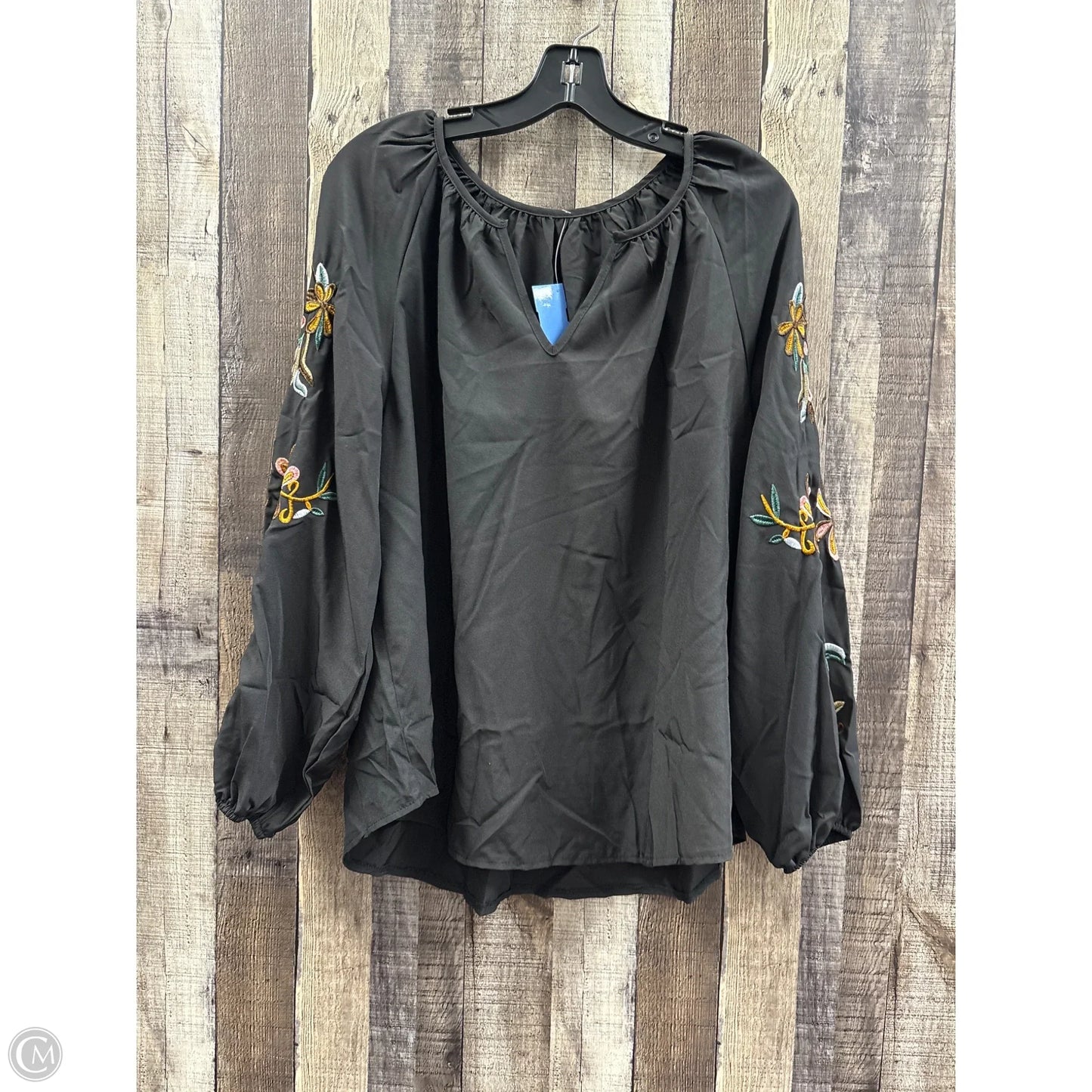 Top Long Sleeve By Cmf In Black, Size: 2x