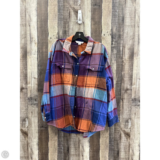 Top Long Sleeve By Old Navy In Plaid Pattern, Size: Xl