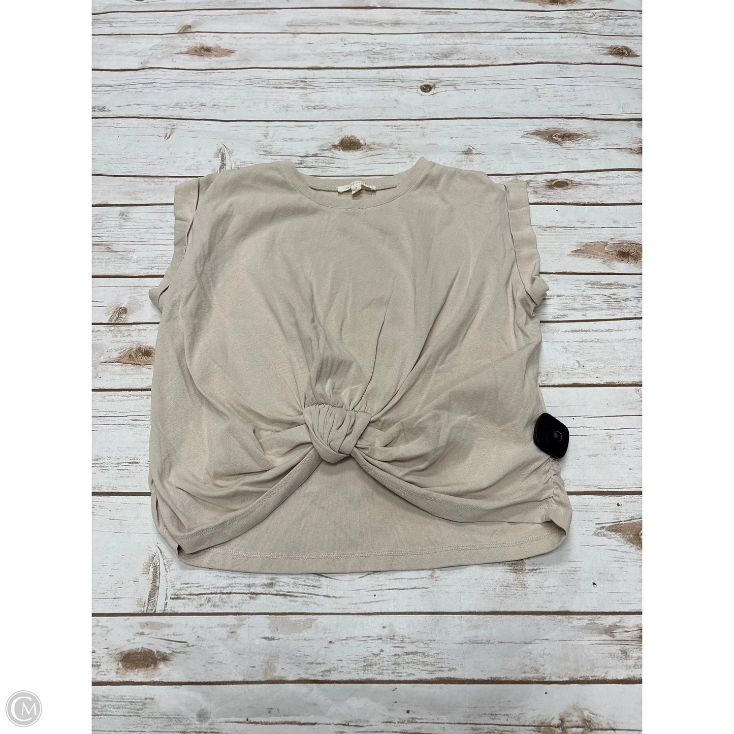 Top Short Sleeve By Grade & Gather In Beige, Size: S