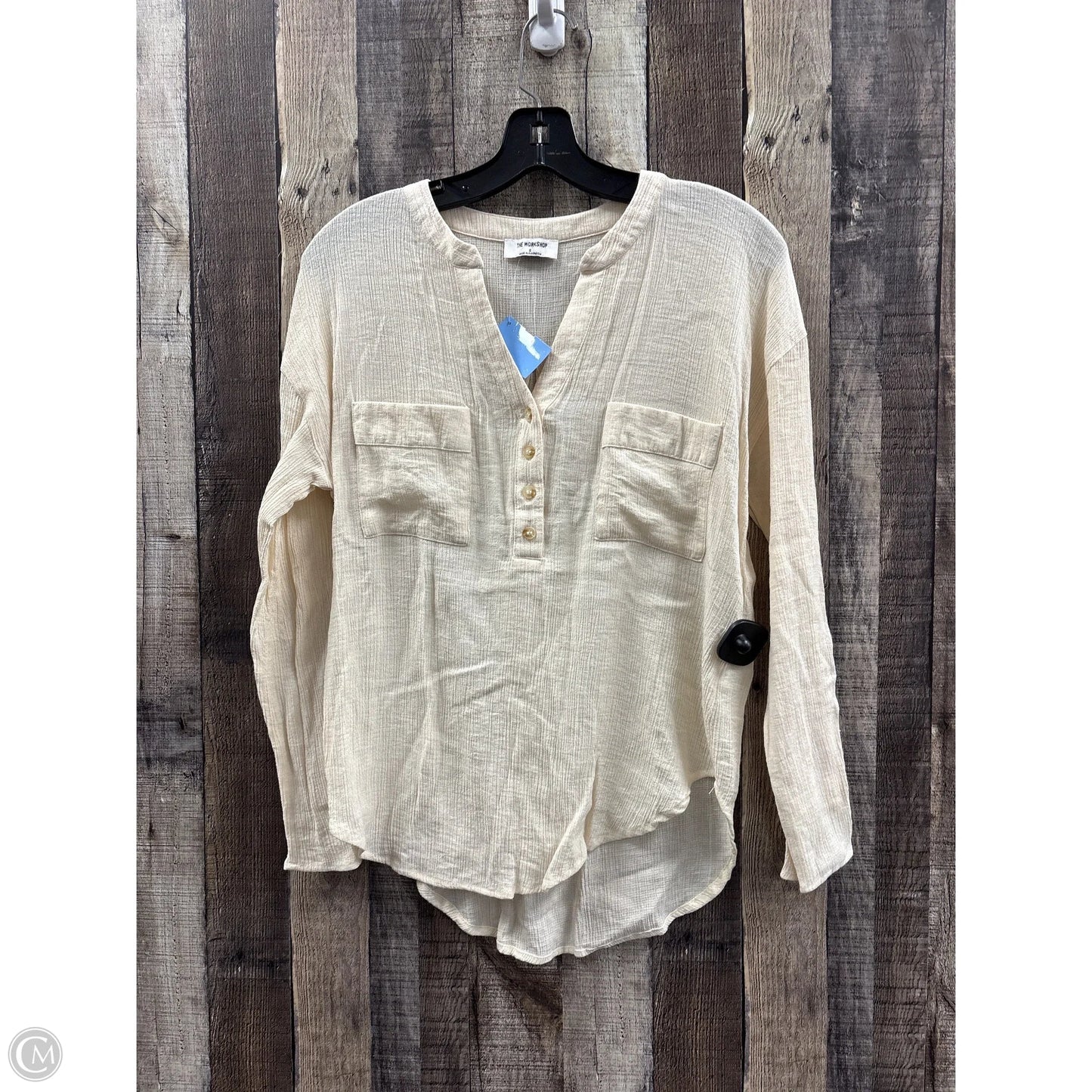 Top Long Sleeve By Cme In Cream, Size: S